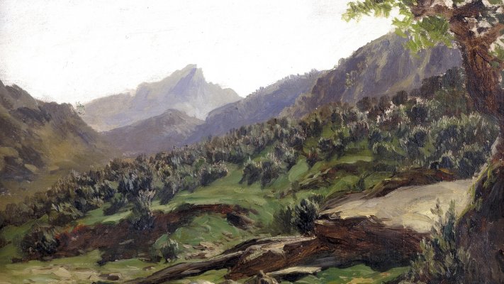 Carlos de Haes - Peaks of Europe. Desktop wallpaper