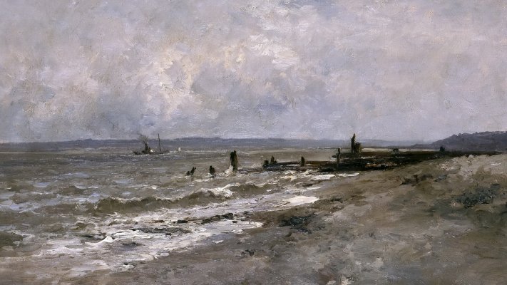 Carlos de Haes - Villerville Beach. Desktop wallpaper