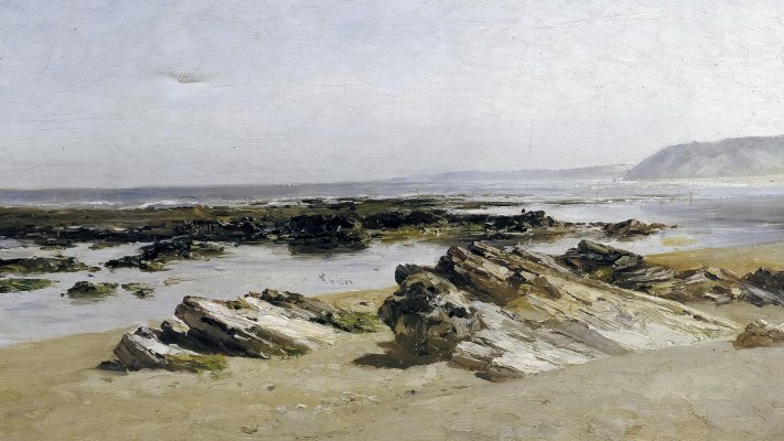 Carlos de Haes - Low tide. Desktop wallpaper