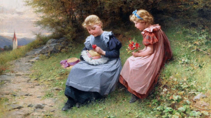 Adolf Luben - Decorating the Sunday Hat. Desktop wallpaper