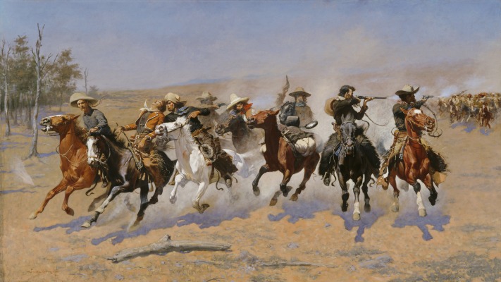 Frederic Remington - A Dash for the Timber. Desktop wallpaper