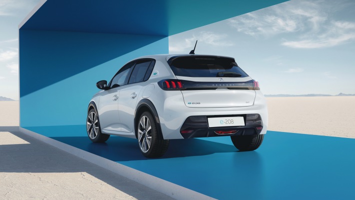 Peugeot e-208 2023. Desktop wallpaper