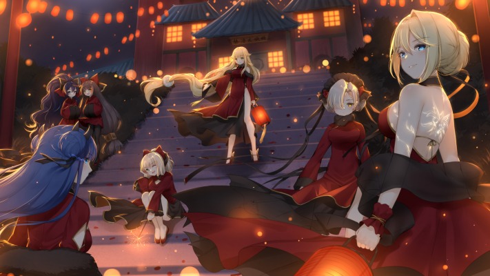 Ibuki, Aurora, Sheffield, Jeanne d'Arc & Yoizuki. Desktop wallpaper