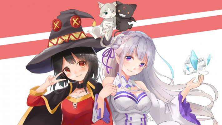 Megumin & Emilia. Desktop wallpaper