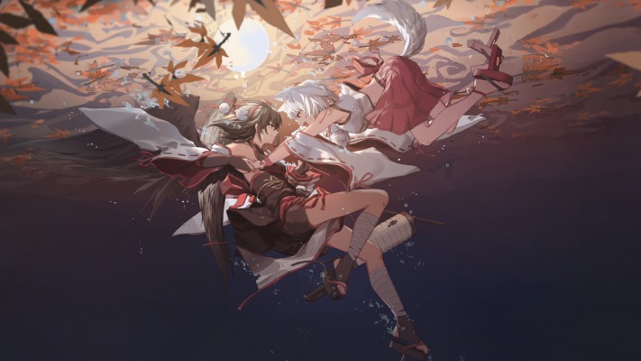 Aya Shameimaru & Inubashiri Momiji. Desktop wallpaper
