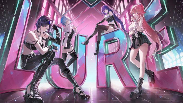 Eula, Raiden Shogun, Yae Miko & Yelan. Desktop wallpaper
