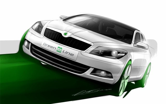 Skoda Octavia Green E Line Concept 2010. Desktop wallpaper