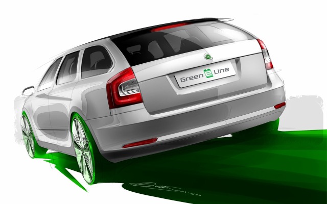Skoda Octavia Green E Line Concept 2010. Desktop wallpaper
