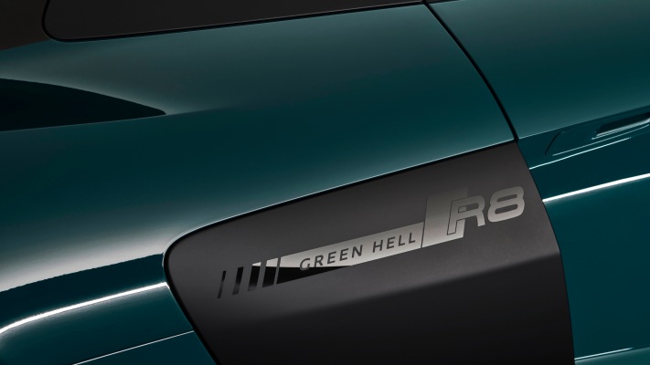 Audi R8 V10 Green Hell 2021. Desktop wallpaper