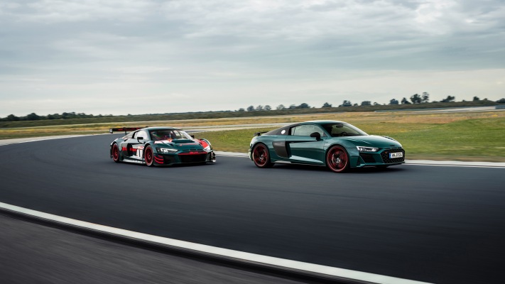 Audi R8 V10 Green Hell 2021. Desktop wallpaper