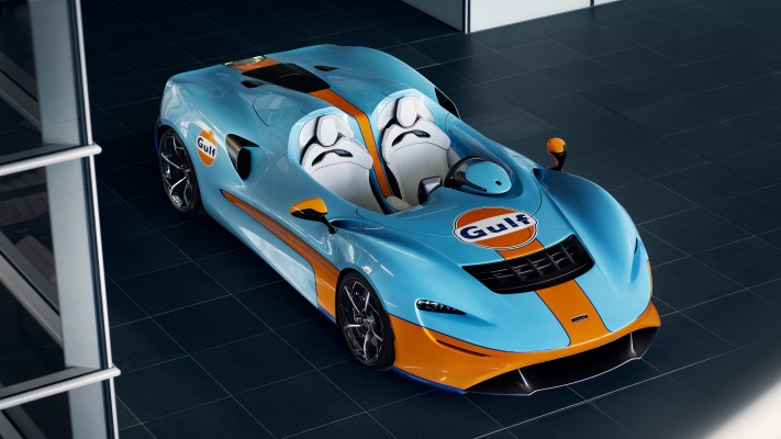 McLaren Elva Gulf Theme MSO 2020. Desktop wallpaper