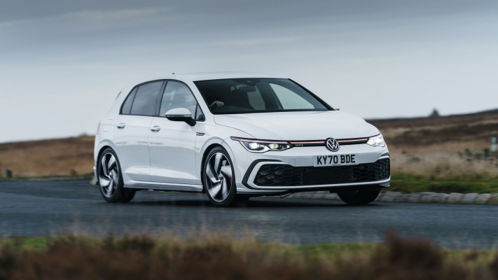Volkswagen Golf VIII GTI UK Version 2021. Desktop wallpaper