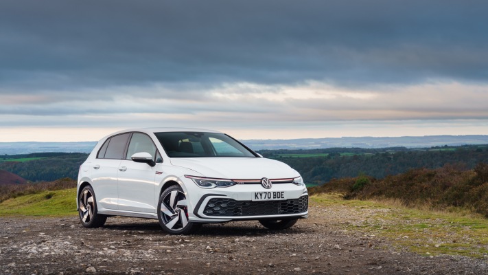Volkswagen Golf VIII GTI UK Version 2021. Desktop wallpaper