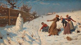 Desktop wallpaper. Hans Dahl - Throwing Snowballs