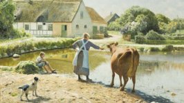 Desktop wallpaper. Peder Monsted - The Cow Refuses to Drink