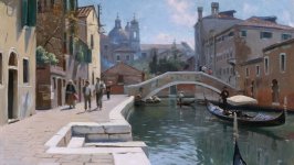 Desktop wallpaper. Peder Monsted - Canal in Venice