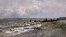 Desktop wallpaper. Carlos de Haes - Villerville Beach