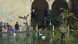 Desktop wallpaper. Raimundo de Madrazo - Pool in the Gardens of the Real