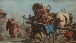 Desktop wallpaper. Giovanni Domenico Tiepolo - The Building of the Trojan Horse