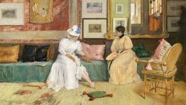 Desktop wallpaper. William Merritt Chase - A Friendly Call