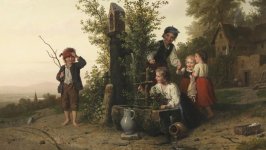 Desktop wallpaper. Johann Georg Meyer von Bremen - The Blind Man's Buff Game