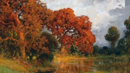 Desktop wallpaper. Alois Arnegger - A Forest Pond in the Evening Light