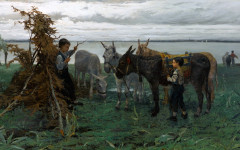 Desktop wallpaper. Willem Maris - Boys herding donkeys