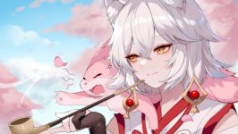 Desktop wallpaper. Yae Miko & Kitsune Saiguu