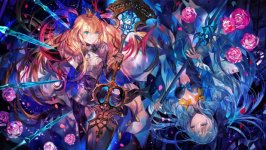 Desktop wallpaper. Artoria Pendragon Lancer & Morgan le Faye