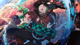 Desktop wallpaper. Nezuko Kamado, Tanjiro Kamado