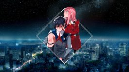 Desktop wallpaper. Zero Two & Hiro