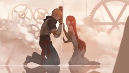 Desktop wallpaper. Jaune Arc & Pyrrha Nikos