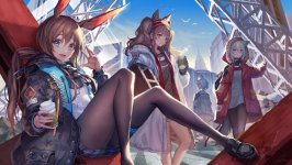 Desktop wallpaper. Amiya, Angelina, Kal'tsit & Projekt Red
