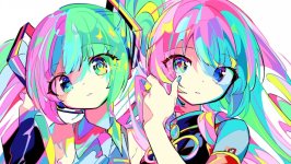 Desktop wallpaper. Hatsune Miku & Luka Megurine